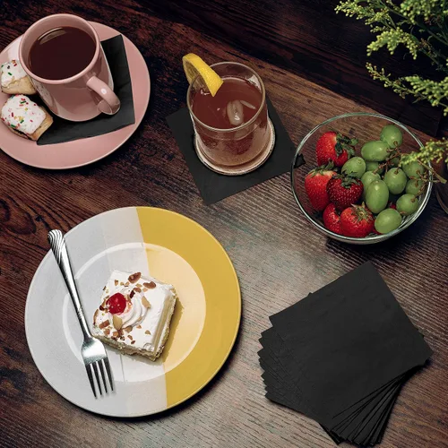 Miniatura 2 de Paquete de 500 servilletas de cóctel de papel – Servilletas de 3 capas negras de calidad – Servilletas de restaurante, evento y bar – Servilletas