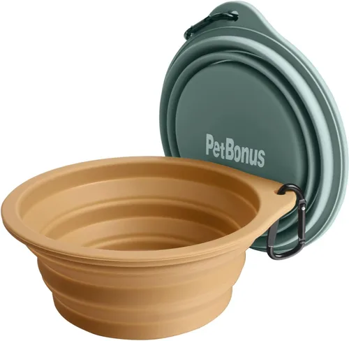 Miniatura 7 de PetBonus - 2 unidades de tazones plegables de silicona para perros, libres de BPA, aptos para lavavajillas, portátiles, plegables, expandibles
