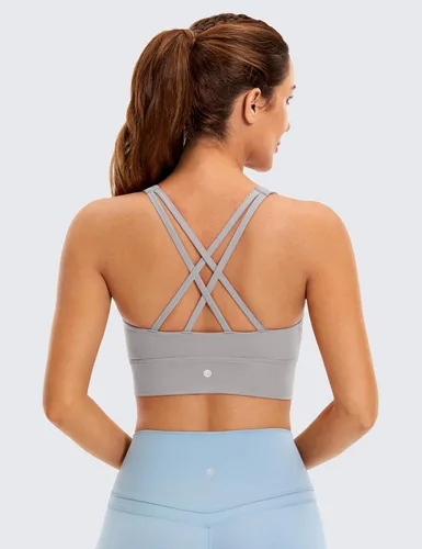 Miniatura 2 de CRZ YOGA Butterluxe - Brasier deportivo de cuello alto con tirantes delgados para mujer, con relleno, espalda cruzada, para entrenamiento, deportes