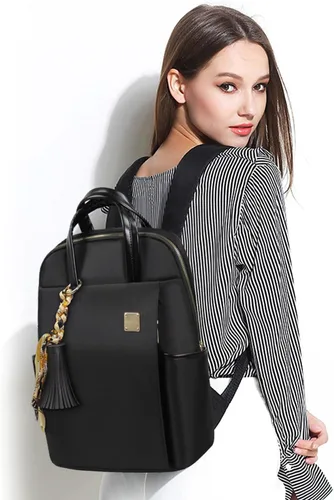 Miniatura 8 de Mochila para laptop para mujer, delgada de viaje, bolsa para computadora portátil de hasta 15.6 pulgadas, ligera, tamaño mediano, bolsa de trabajo