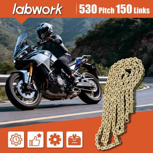 Miniatura 6 de labwork Cadena de transmisión de junta tórica 530 paso 150 eslabones 9850 libras Oro extensible 530x150