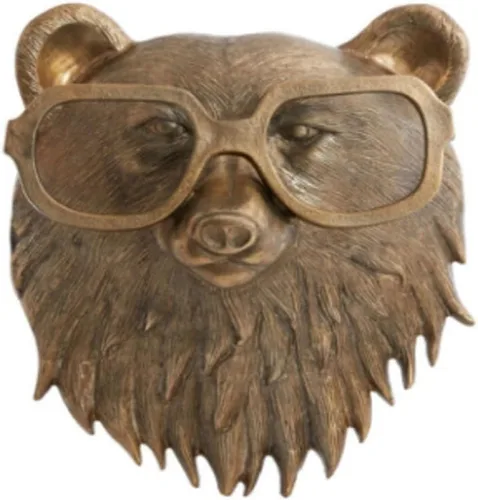 Frankie The Stag - Soporte de pared de resina, decoración de pared de cuernos de cabeza de ciervo artificial, cabeza de ciervo con gafas, soporte de