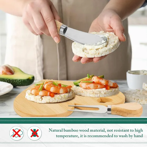 Miniatura 5 de Patelai Juego de 24 tableros de queso con forma de corazón para baby shower, con cuchillo, mini tablero de madera para charcutería, caja de regalo