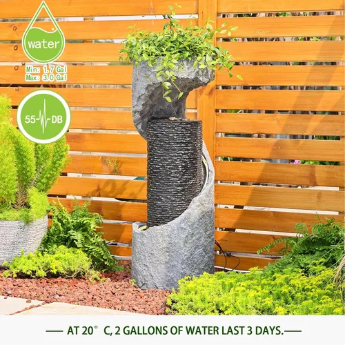 Miniatura 7 de Bumilgar Fuente de Agua para Exteriores de 35.4" de Altura, Fuentes y Cascadas Modernas para Exteriores, Fuente de Pie para Interiores con Luces LED