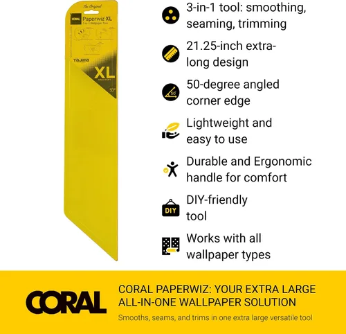 Miniatura 2 de Coral 69502 Paperwiz XL - Herramientas de papel tapiz - Herramienta alisadora para despegar y pegar papel tapiz - Herramienta de alisado de papel