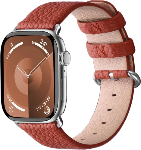 Miniatura 7 de Fullmosa Correa compatible con Apple Watch de cuero rojo de 1.65, 1.61, 1.58, 1.5 pulgadas, correa para iWatch para Series ultra3/2/1 SE3/2/1