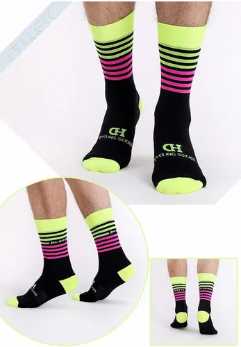 Miniatura 4 de GuaziV Calcetines de ciclismo para hombres y mujeres, calcetines de compresión coloridos para senderismo, para viajar, caminar, escalar