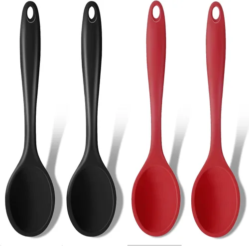 Miniatura 12 de GEEKHOM Cucharas de cocina de silicona, 2 piezas de 11 pulgadas, juego de utensilios de cocina de silicona resistentes al calor, cucharas grandes
