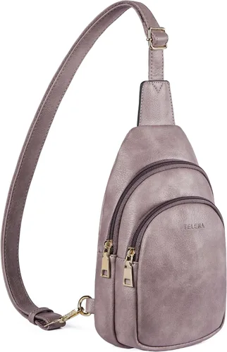 Miniatura 176 de Telena Riñonera pequeña para mujer, de cuero, cangureras, bolsa de pecho para mujer