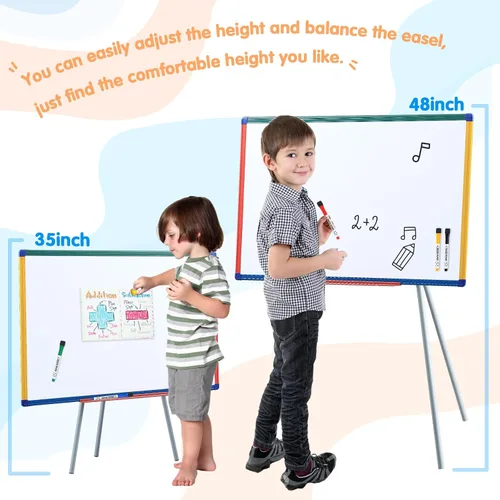 Miniatura 4 de Pizarra de Borrado en Seco con Soporte, Pizarra Blanca Magnética para Niños, Pizarra de Caballete Rotafolio para Aula, Pizarra Blanca con Soportes