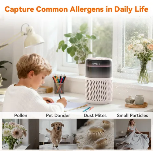 Miniatura 4 de Purificador de aire AIRROMI HEPA para dormitorio y hogar, purificador de aire para mascotas del hogar, elimina el olor a mascotas, olor a arena