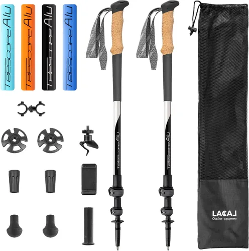 Bastones de senderismo, bastones de senderismo telescópicos ultraligeros, bastones portátiles con altura ajustable para hombres y mujeres