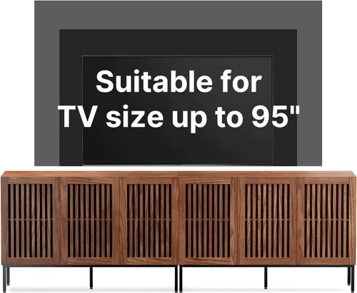 Miniatura 6 de BVIUNTWO Soporte de TV de granja para televisores de 70 pulgadas, centro de entretenimiento 2 en 1 con gabinetes de almacenamiento y base de metal