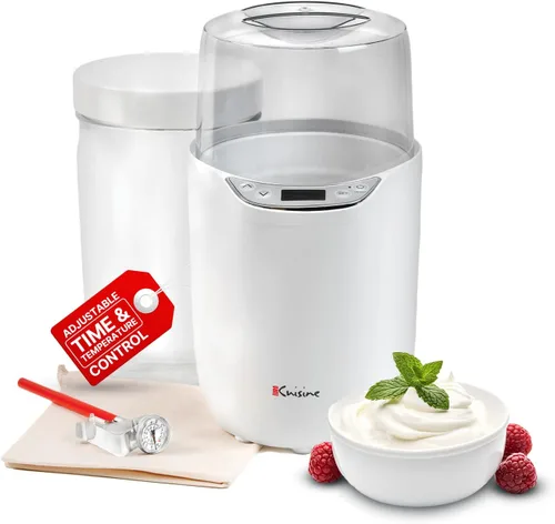 Miniatura 10 de Euro Cuisine YM360 Máquina para Hacer Yogur con control de tiempo y temperatura ajustable, tarro de vidrio de 2 cuartos de galón, termómetro GRATIS