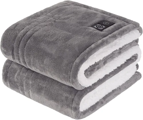 Miniatura 14 de Sealy Manta Térmica Tipo Throw con Controlador de Botón Integrado, Manta Eléctrica Reversible de Franela a Sherpa con 2-10 Horas de Apagado