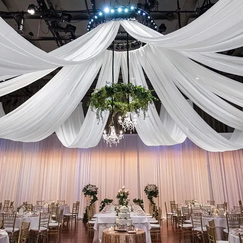 Miniatura 13 de FOTSHARER Cortinas de techo azul bebé para boda, 2 paneles de 5 x 20 pies, gasa para arco de boda, cortinas de techo para telón de fondo, decoración