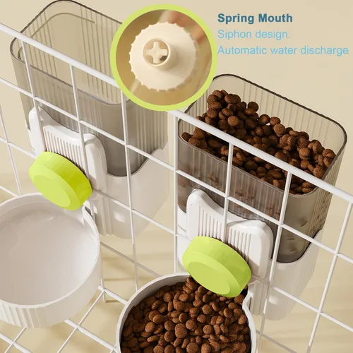 Miniatura 5 de Lemtrflo Comedero para conejos para jaulas, alimentador automático colgante para gatos y dispensador de agua, accesorios para jaula de hurones