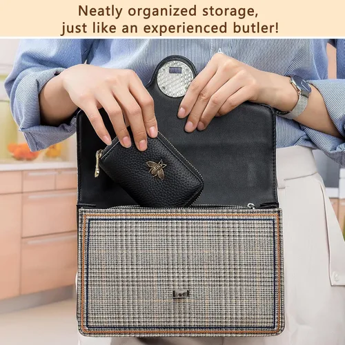 Miniatura 7 de imeetu Soporte para tarjetas de crédito RFID, cartera pequeña de cuero con cremallera para mujer