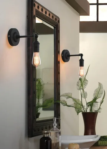 Miniatura 2 de Permo Vintage lámpara estilo candelabro de metal industrial para montar en pared, 60.00watts Cromo (Poste Elegante)