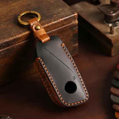 Miniatura 3 de OLLEN Funda para llavero de cuero genuino sin tornillos para BMW 2023-2025 ~ en adelante, Nueva serie 5/7, 740i, 760i, X1, X2, X3, X5, X6, X7, XM