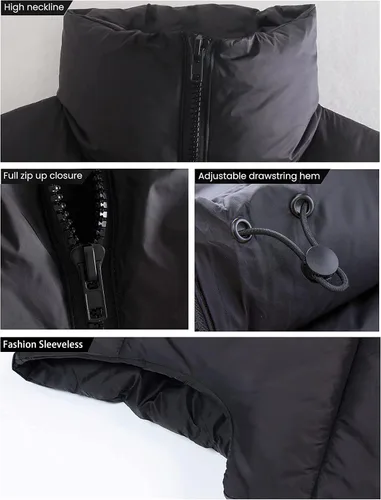 Miniatura 4 de Daacee Chaleco acolchado de invierno ligero para mujer, cálido, sin mangas, con cremallera, cuello alto, acolchado