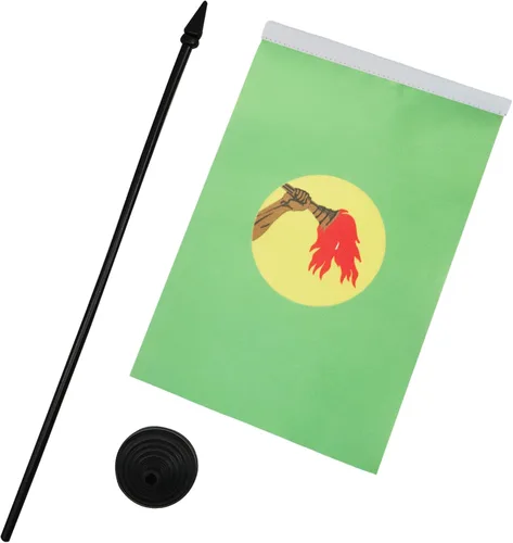Miniatura 297 de AZ FLAG Sierra Leone Bandera de mesa 5'' x 8'' - Bandera de escritorio de Sierra Leona 21 x 14 cm - Bastón y base de plástico negro