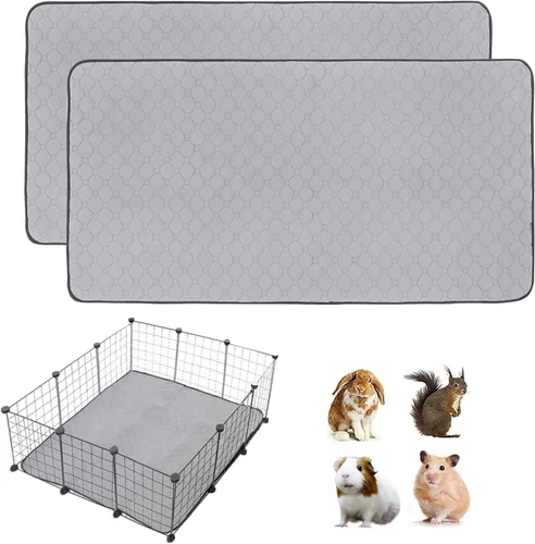 Miniatura 16 de Paquete de 2 forros para jaula de cobayas LWYMX, 24'' X 48'', almohadillas lavables para orina de cobayas, alfombrilla antideslizante reutilizable