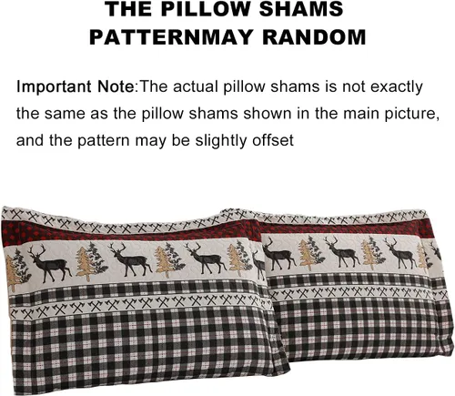 Miniatura 8 de Juego de ropa de cama rústico de tamaño individual, colcha con diseño de cabaña y lodge, edredón de estilo country, colcha a cuadros de búfalo