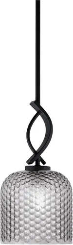 Miniatura 12 de Toltec Lighting Cavella Stem Colgado Mini colgante, acabado grafito, vidrio de muselina blanca de 4 pulgadas