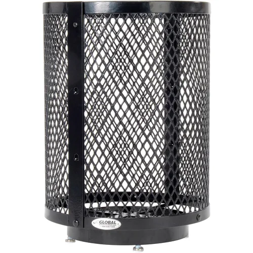 Miniatura 3 de Global Industrial Bote de basura de acero de diamante para exteriores con tapa para capó de lluvia, base elevada y forro de plástico, capacidad