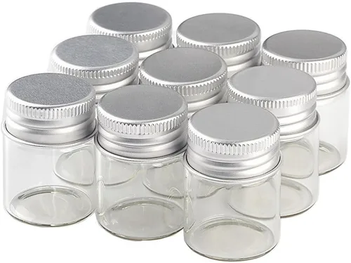 Miniatura 13 de Tarros de vidrio transparente de 1.4 fl oz con tapa de rosca de aluminio, botellas vacías tapas doradas, botellas de vidrio 12