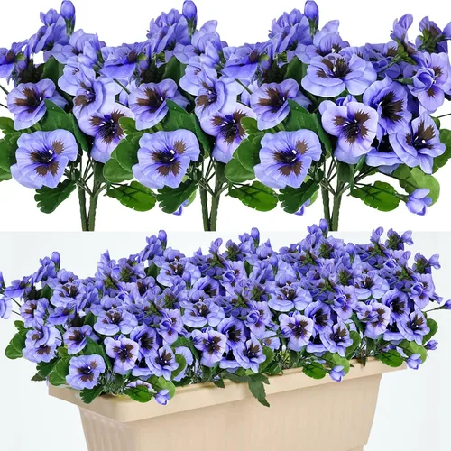 Flores falsas pansy, flores silvestres pequeñas, margaritas de plástico sintético moradas para el hogar, boda, cocina, jardín, centros de mesa para