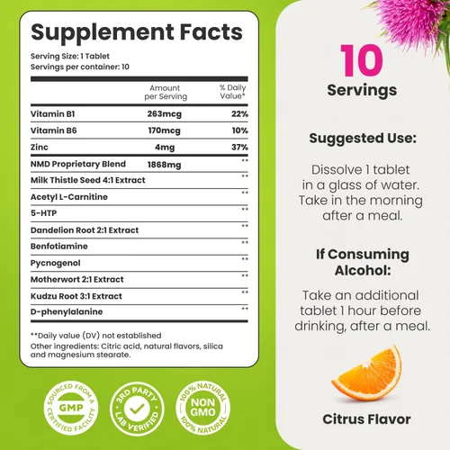 Miniatura 5 de Suplemento AntiAnsias de NoMoreDrinks Desintoxicación del Hígado y Combate de Ansias Apoyo Energético Bebida de Reemplazo de Alcohol