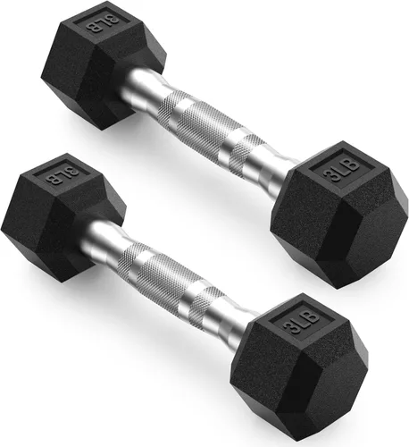 PAPABABE HEX Juego de Mancuernas 2.5-125lb, Mancuernas de Gimnasio en Casa con Revestimiento de Goma, Mancuernas de Pesas para Ejercicio y Fitness