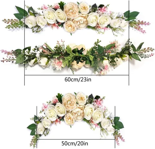 Miniatura 2 de Flores en Arco, OrgMemory Guirnaldas Florales Artificiales, 20 pulgadas de Longitud en Curvatura, Guirnalda Decorativa, Guirnalda de Flores