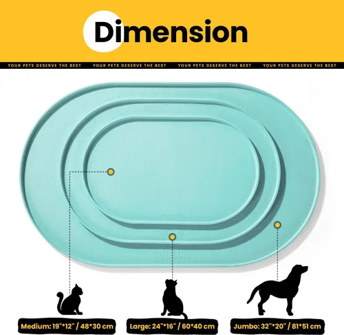 Miniatura 4 de Conlun Tapete de comida para perros, bordes elevados de 1/2 pulgada, tapete de alimentación para gatos para contención de derrames, tapete