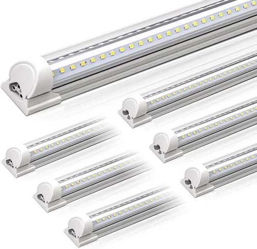 Miniatura 18 de Barrina Luz LED de tienda de 8 pies, 72 W, 10000 lúmenes, 6500 K, luces de tubo LED enlazables de cubierta transparente, lámpara T8 integrada, luces