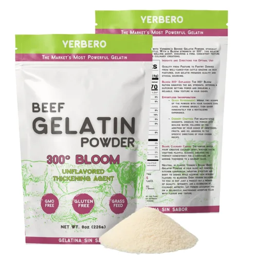 Yerbero - Polvo de gelatina de carne de res de 300° sin sabor prémium de 8 onzas (7.97 oz) | Agente espesante | Grenetina en Polvo Sin Sabor |