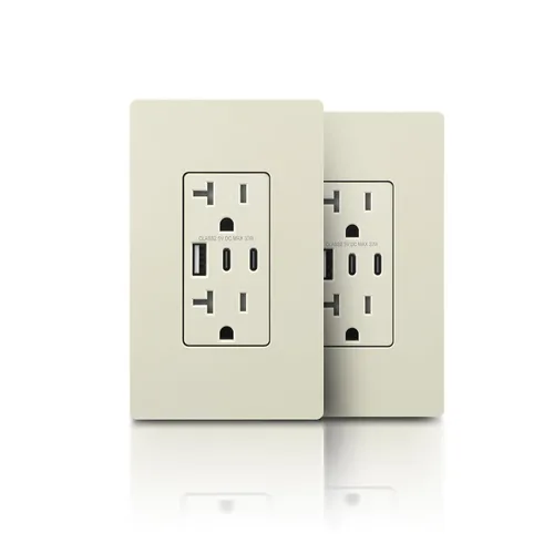 Miniatura 27 de TOPELER - Toma de corriente para montaje en pared con puertos USB 6.0A, dos tomas eléctricas de 20 amperios, tomas y puertos resistentes a la Negro