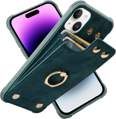 Miniatura 47 de Funda tipo cartera compatible con iPhone XR/10R con tarjetero de crédito, funda protectora de cuero a prueba de golpes compatible con anillo