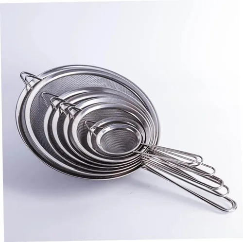 Miniatura 8 de PRETYZOOM Colador de malla de acero inoxidable, colador de tamiz de grano Twilled para tienda de té, harina de cocina, especias de azúcar, arroz