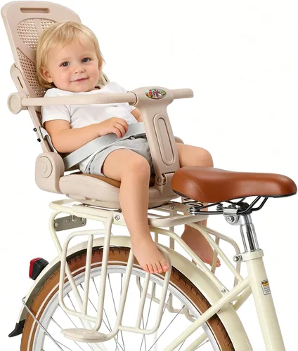 Kid's Bike seat Rear Child Carrier Bike Chair for Bicycle Kids seat for Children 2~4 Years,Weight 55 lbs montado en la parte trasera caqui