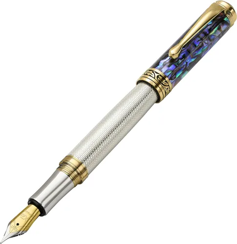 Miniatura 12 de Xezo Bolígrafo Maestro, punta media. Plata de ley 925 maciza y nácar negro con chapado en platino puro. Hecho a mano, edición limitada, serializado.