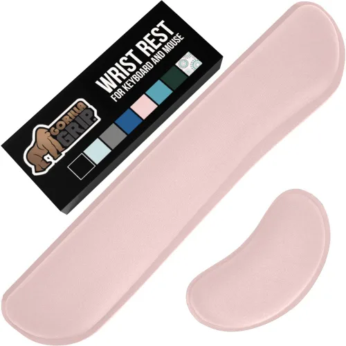 Miniatura 18 de GORILLA GRIP Reposamuñecas de teclado de espuma viscoelástica sedosa para computadora y mouse, almohadilla de soporte ergonómica para escribir, Negro