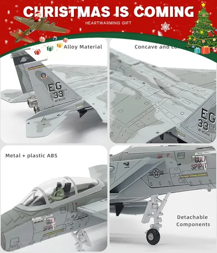 Miniatura 3 de NUOTIE El modelo F-15C American Eagle Aircraft es un modelo de avión de combate de metal fundido a presión de doble motor 1:100, adecuado para fines