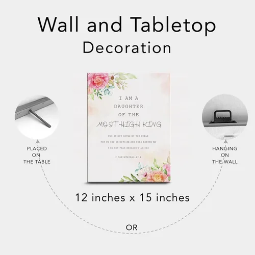 Miniatura 6 de Decoración de pared con versículo bíblico floral, impresión en lienzo acuarela "Soy una hija" 2 Corintios 6:18, arte cristiano, pinturas para pared