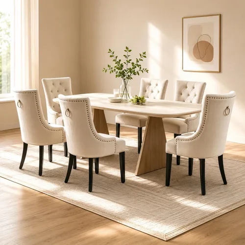 Miniatura 16 de Juego de 4 sillas de comedor modernas de mediados de siglo, sillas decorativas de terciopelo, sillas Parsons tapizadas, sillas laterales