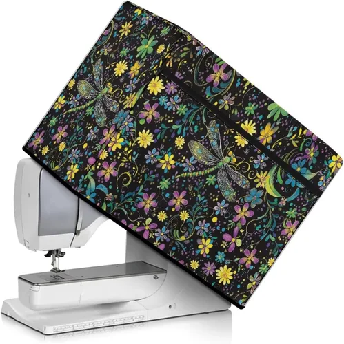 Miniatura 43 de Funda para máquina de coser de mariposas y flores con prácticos bolsillos, funda protectora con asa, para la mayoría de máquinas de coser estándar