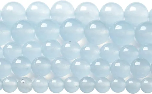 Miniatura 122 de 4MM 86 piezas cuentas sueltas de calcedonia azul aguamarina para hacer joyas, pulseras, collares Aguamarina azul
