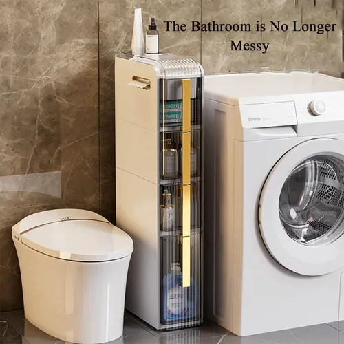 Miniatura 5 de JATIBOSH Estante lateral para almacenamiento de papel, pequeño gabinete de almacenamiento de baño independiente, soporte de papel higiénico